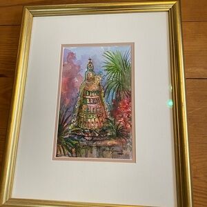 Sharon Saseen Signed Watercolor Madonna of Loreto Framed 2003